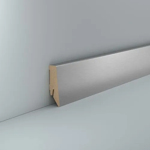Sockelleiste MDF Edelstahl 58 mm MDF foliert Edelstahl Dekor Fußleiste Design
