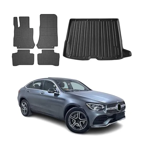 OMAC Auto-Fußmatten Kofferraumwanne Set für Mercedes GLC 2015-2025 - Fahrzeugspezifische Gummi-Fußmatten, wasserdicht und rutschfest, bieten perfekten Schutz für den Innenraum Ihres Mercedes GLC und sind leicht zu reinigen.