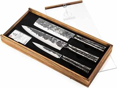 Forged Brute Messer-Set – Handgeschmiedete Küchenmesser aus Stahl, 3-teilig