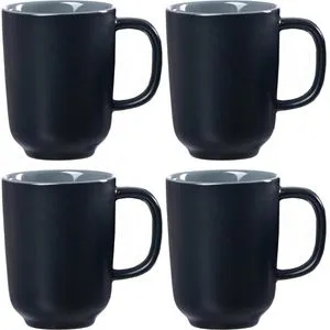 Ritzenhoff & Breker Becher Jasper, 4-teilig, schwarz - Thermobehälter aus Steinzeug, mikrowellengeeignet und spülmaschinenfest, ideal für Kaffee und Tee mit einem Fassungsvermögen von 285 ml.