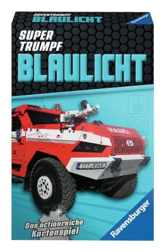 Ravensburger Kartenspiel, Supertrumpf Blaulicht 20686, Quartett und Trumpf-Spiel für Technik-Fans ab 7 Jahren