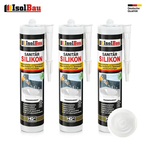 Sanitär Silikon Transparent 3 x 300 ml Dusche Abdichten Kleben Dichtstoff Küche
