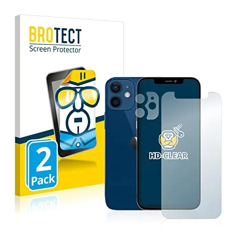 BROTECT 2 Stück Schutzfolie für Apple iPhone 12 mini (Display+Kamera) Displayschutz Folie Made in Germany, Ultra-Klar