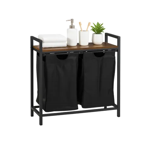 Wäschesammler Wäschekorbregal – Vintagebraun - Praktisches Wäschekorbregal mit integriertem Wäschekorb und Griffe, ideal für die Aufbewahrung von Kleidung. Breite 73 cm, Höhe 72 cm, aus robustem Polyester.