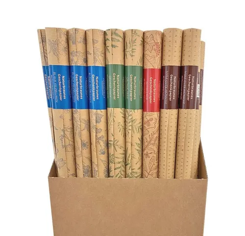 Compostella Geschenkpapierrolle 2m/70cm - Ökologisches Geschenkpapier aus Natronkraftpapier, 100% kompostierbar und aus Recycling-Material, ideal für umweltbewusste Geschenke.