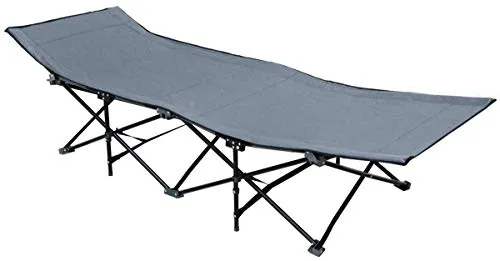 AMANKA Faltbett Faltliege Feldbett Grau Camping-Metall-Klappiege ca. 190x70cm 10-Bein Liege Klappbett Stahlgestell
