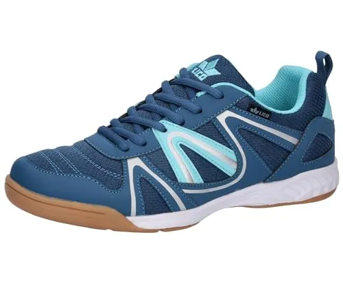 Lico Damen Fit Indoor Hallenturnschuhe, Petrol/Türkis, 40 EU - Fußballschuhe für Damen mit flacher Absatzform, ideal für Hallensport und optimalen Tragekomfort.