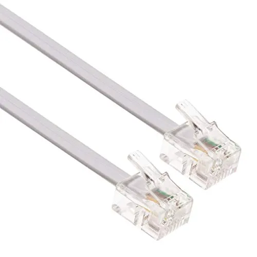 15m RJ11 Kabel ADSL Erweiterung Leitung Telefon Schnur Stecker Hohe Geschwindigkeit BT Internet Breitband Männlich zu Männlich Router und Modem zu RJ11 Telefonbuchse, Mikrofilter (Weiß)