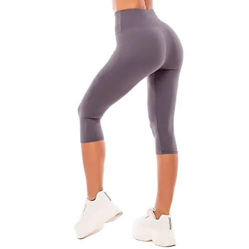 SINOPHANT Leggings Damen 3/4 High Waist Elastische Blickdicht Große Größen Leggins (#1er Pack Grau, S-M)