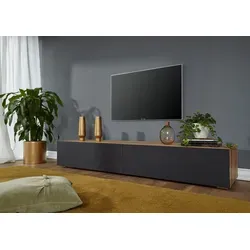 TV Board Echtholz 195x32 cm mit Push-to-Open - TV-Möbel & Schrankwände, modernes Design aus Wildeiche und Zerreiche, Push-to-Open Schubladen für einfachen Zugriff, ideal für stilvolle Wohnräume.