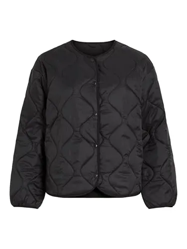 Vila VIDUNE Gesteppte Jacke für Frauen - Funktionsjacke mit knöpfbarer Vorderseite und Rundhalsausschnitt, aus 100% recyceltem Polyamid für nachhaltigen Stil und Komfort.