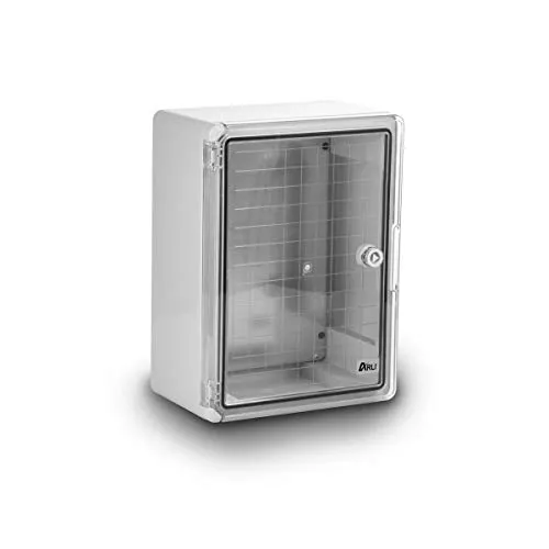 ARLI Schaltschrank IP65 Sichttür Industriegehäuse 250 x 350 x 150 mm verzinkter Montageplatte Verriegelung transparent Tür mit umlaufender Dichtung Gehäuse Leergehäuse ABS Kunststoff leer Schrank