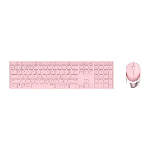 Rapoo Kabelloses Tastatur-Set 9850M (DE) - Rosa - Maus-Tastatur-Set in elegantem Rosa, bietet kabellose Freiheit und eine schlanke Bauweise für ein modernes Arbeitsumfeld.