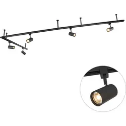 Qazqa Iconic Jeana Schienensystem-Sets, 5-flammig, Schwarz, Modern - Stylisches 5-flammiges Schienensystem in Schwarz aus robustem Stahl. Ideal für die individuelle Gestaltung Ihres Innenraums. Fassung GU10, ohne Leuchtmittel, für maximal 50 W, inklusive Montageanleitung.