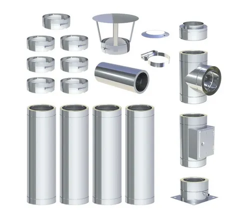 Jeremias Schornstein Komplettset DW-ECO 2.0 Ø130mm – 4,8 m - Hochwertiges 4,8 m Schornstein-Komplettset für einfache Bodenmontage. Mit robustem Edelstahl und 25 mm Dämmung für hohe Temperaturbeständigkeit. Ideal für Öl-, Gas- und Holzfeuerstätten. Inklusive sämtlicher Montageelemente.