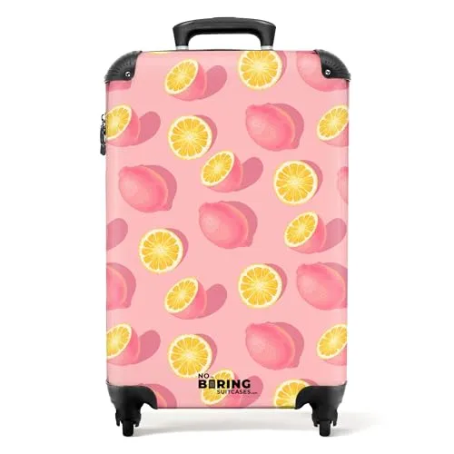 NoBoringSuitcases.com© Kinderkoffer mit leuchtenden Rädern - Zitronenmuster - Koffer für Kinder, 55x35x20cm, mit 4 wendigen Rollen und fröhlichem Zitronen-Design, ideal für Handgepäck und sorgt für Ordnung auf Reisen.