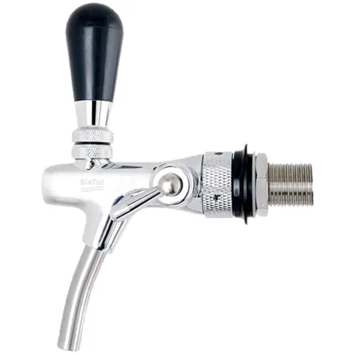 BieTal® Kompensatorhahn - Einstellbarer Bierhahn mit Schaumtaste - Mini-Zapfanlagen: Der verchromte BieTal Kompensatorhahn sorgt für perfekten Druckausgleich und weniger Schaum beim Bierzapfen, ideal für Bars und private Anwendungen.