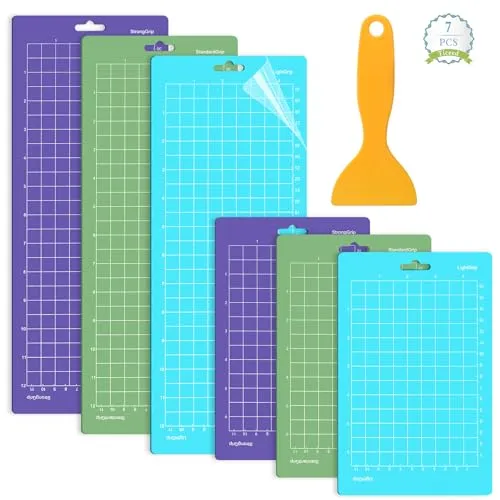 Ticeed 6 Stück Schneidematte für Cricute mit 1 Spachtel Rutschfeste Schneidematte Ersatzzubehör Strapazierfähige Matte zum Nähen Quilten Handwerks Schneidematten Set L/35.5 * 34cm S/21.5 * 14cm