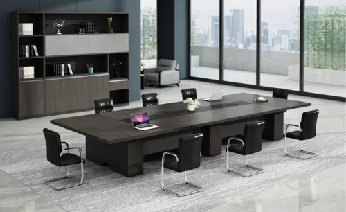 Moderner Konferenztisch 480 cm in Schwarz - Eleganter Verhandlungstisch aus MDF und Spanplatte, ideal für Meetings. Maße: 480 x 160 x 75 cm. Stilvoll und funktional für Ihr Arbeitszimmer.