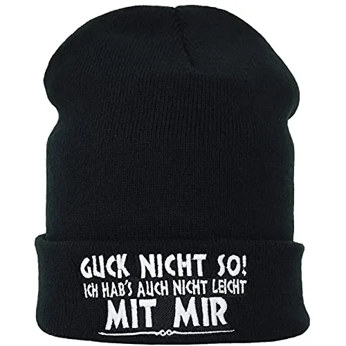 EXPRESS-STICKEREI Haube mit Spruch Guck Nicht so! Ich habs auch Nicht leicht mit Mir - Beanie für Damen und Herren - Warme Wintermütze mit Spruch - Lustige Strickmütze - Unisex Wollmütze