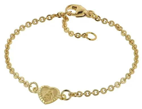 trendor Gliederarmband für Babys 333 Gold mit Engel-Plakette - Elegantes Gold 333 Gliederarmband für Babys mit herzförmiger Engel-Plakette. Ideal als Geschenk zur Taufe, Länge 14 cm, sicherer Karabiner-Verschluss.