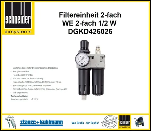 Produktbild Wartungseinheit Schneider WE 2-fach 1/2 W 20 µm 0-12 bar