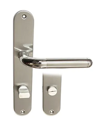 Haeusler-Shop Edelstahl Türbeschlag Star II Langschild Drückergarnitur Türdrücker Türbeschläge Türgriffe (Star II LS WC)