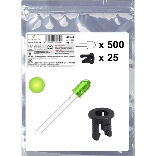 Quadrios 25O204 LED-Sortiment  Gelb-Grün Rund 5 mm 700 mcd  20 mA 2.0 V