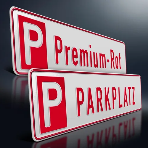 Parkplatzschild Premium | ROT auf WEISS | Wunschtext | Aluminium Kennzeichen