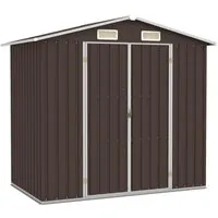 vidaXL Gerätehaus Braun 205x129x183 cm aus verzinktem Stahl - Geräteschuppen, wetterfest und wartungsarm, ideal für die Aufbewahrung von Gartenmöbeln und Werkzeugen.