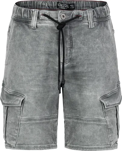 Sublevel Herren Jeansshorts mit Cargotaschen - Bequeme Cargo Bermuda aus robuster Denim-Qualität mit elastischem Bund und Kordelzug. Ideal für lässige Freizeitaktivitäten und vielseitige Kombinationsmöglichkeiten.