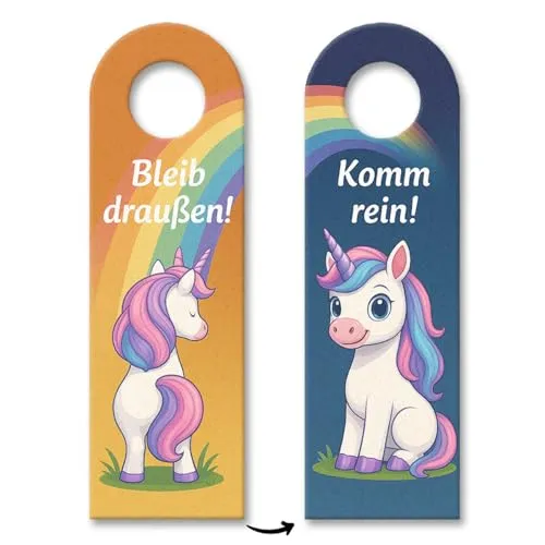 Einhorn Bleib Draußen Komm rein Türhänger Kinderzimmer Für Kinderzimmer - Einhorn-Dekoration lustig