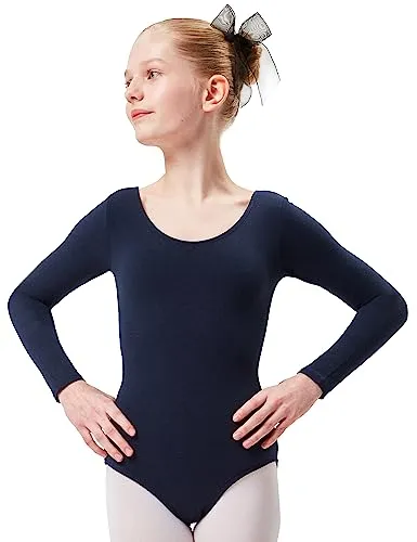 tanzmuster Body Ballettbody Lilly aus weichem Baumwollmischgewebe Langarm Trikot fürs Kinder Ballett