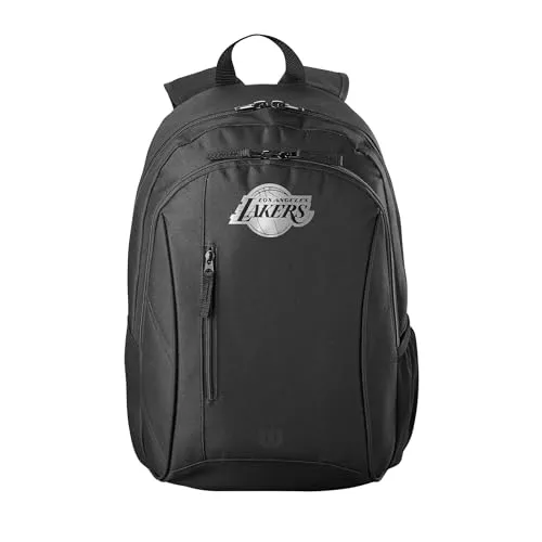 Wilson Rucksack NBA Team - Los Angeles Lakers - Sportfan Rucksäcke - Strapazierfähiger Rucksack aus Polyester, geeignet für einen offiziellen Basketball und mit stilvollem Team-Logo in Silber, perfekt für Schule und Training.