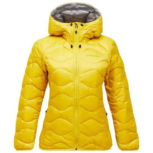 Peak Performance Damen Helium Down Hoodie Jacke (Größe XS, gelb) - Leichte Daunenjacke mit Kapuze für optimalen Tragekomfort. Ideal für Outdoor-Abenteuer und als zusätzliche Isolationsschicht in der kühlen Jahreszeit.