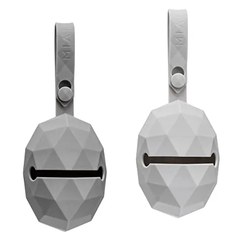 MiaMia Schnullerbox Set Silikon - 2x tragbare Schnullertasche für Kinderwagen, Aufbewahrungsbox für alle Schnuller Modelle, BPA-frei - Grau