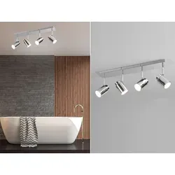 Badezimmer Deckenstrahler 4-flammig Metall Silber Chrom von Meine Wunschleuchte