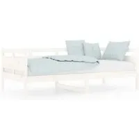 vidaXL Tagesbett Weiß aus massivem Kiefernholz 90x190 cm - Vielseitiges Tagesbett aus robustem Kiefernholz, ideal für Schlafzimmer oder Wohnzimmer. Tagsüber als Sofa, nachts als gemütlicher Schlafplatz für Gäste.