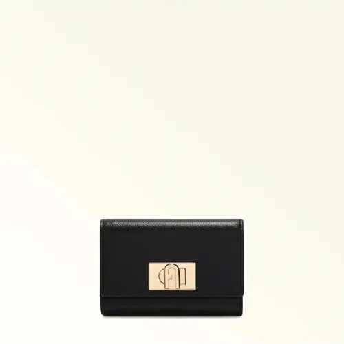Furla 1927 M Geldbörse schwarz WP00225-ARE000-O6000 - Elegante Geldbörse aus genarbtem Leder in Schwarz, ideal für stilbewusste Frauen, die Wert auf Qualität und Design legen.