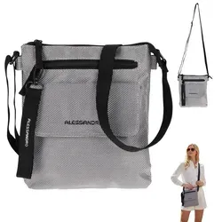 Handtasche Umhängetasche Damen Tasche Schultertasche Freizeittasche kleine Taschen 2 Fächer Schultergurt Alessandro Mila Mini Bag 4292 Grau + Etui - Grau