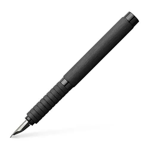 FABER-CASTELL Füllhalter Essentio Aluminium, schwarz, EF - Füller aus Aluminium mit ergonomischer Griffzone und hochwertiger Edelstahlfeder, ideal für angenehmes Schreiben.