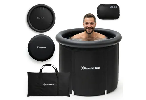HyperMotion Ovalpool Eisbad Wanne 330 L faltbar mit Isolierdeckel Schwarz