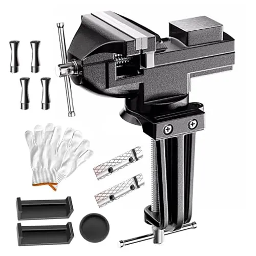 Schraubstock Klemmbar,Mini Schraubstock,Tischschraubstock,Arbeitsklammer,Backenbreite 80mm,Mit 360 Grad Drehbarer Basis,Für Holzbearbeitung, Schneiden, Gravieren,Polieren, Reparatur Bearbeitung, Etc.