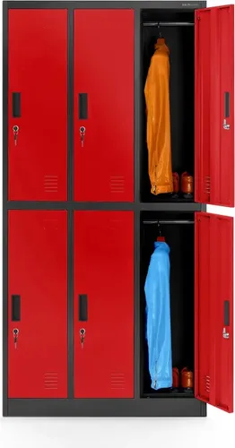 Jan Nowak Schließfachschrank 3B2A - 6 Fächer Metallspind, robust und ideal für Schulen, Fitnesszentren und Werkstätten