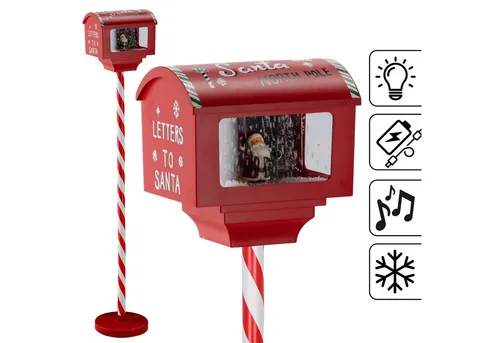 sarcia.eu Weihnachtsbriefkasten mit Weihnachtsmann und LED-Musikdose