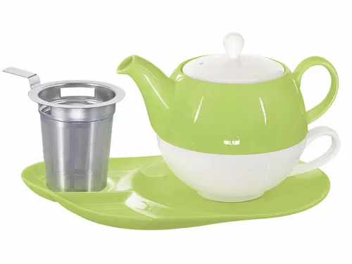 Buchensee Tea for one / Teeset Lena, Teekanne 500ml mit Sieb in grün, Porzellan