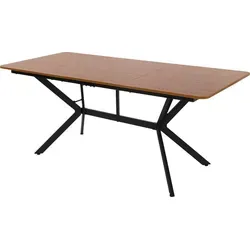 ML-Design Esstisch Dunkelbraun 180x80x75 cm, Rechteckiger Esszimmertisch für 6 Personen, Industrieller Küchentisch, Wohnzimmertisch mit Stahlgestell - Dunkelbraun