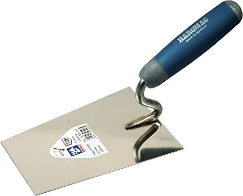 HAROMAC Maurerkelle mit S-Hals Made in Germany, 2 Komponenten Softgriff, 180 mm,Rostfrei, Edelstahl