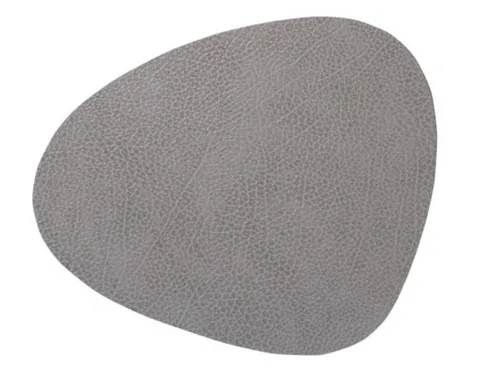 Lind DNA Tischset Curve L - Recyceltes Leder Hippo Anthrazit-Grau - Platzsets aus 80% recyceltem Leder und 20% Naturkautschuk, extrem langlebig und leicht zu reinigen, Maße: 37cm x 44cm