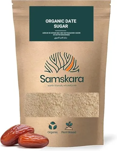 Azúcar de Datil de cultivo Ecológica y comercio justo | Samskara | Endulzante Datiles en polvo | BIO Organic Date Sugar (1 kg)